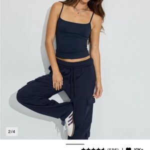 Garage navy sleek scoop cami top